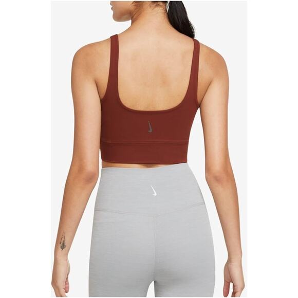 NWT Nike Womens Yoga Luxe Infinalon Crop Tank Top Maroon Brown Gym Yoga Size XXL - Picture 2 of 2